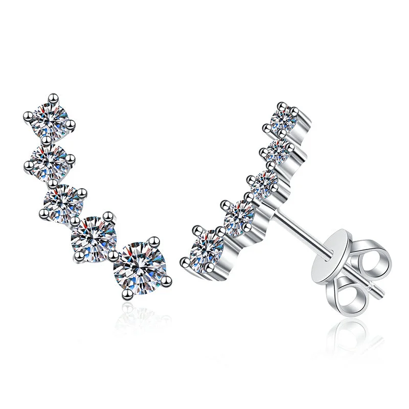 Women’s fine jewelry earrings-Multi Pierced Earring Studs | S925 | Moissanite