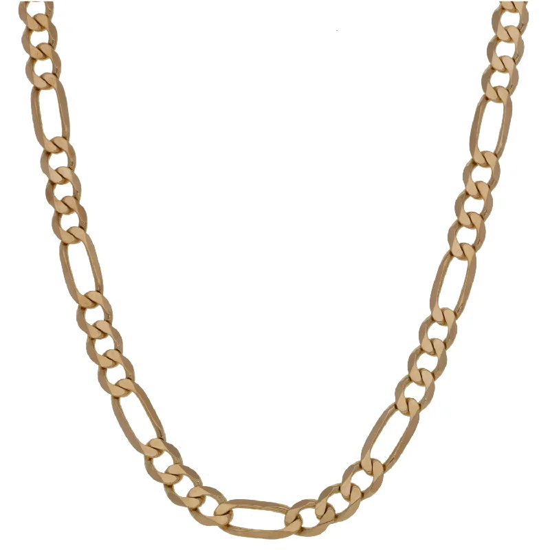 Women’s delicate gold necklaces-9ct Gold Figaro Chain 20"