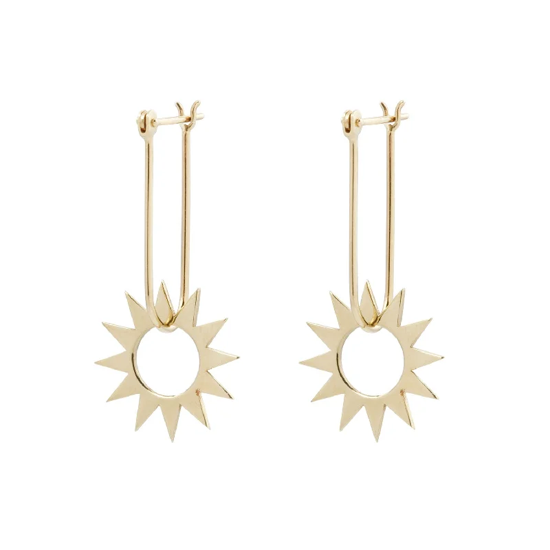 Women’s diamond halo earrings-Latch and Spur Gold Earrings