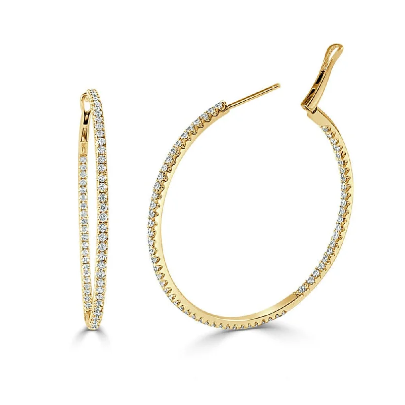 Women’s wedding earrings-14k Gold & Diamond Hoop Earrings