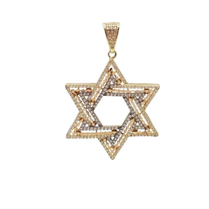 Women’s luxury gold necklaces-Diamond-Cut Star Of David Pendant (14K)