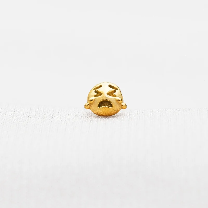 Women’s gold stud earrings-Tiny Crying Sad Face  Emoji Threadless Flat Back Earrings, 20,18,16ga, 5-10mm Unisex, Surgical Steel SHEMISLI SS1006