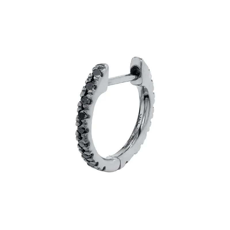 Women’s cubic zirconia earrings-Piercing Huggie - Black Diamond / 14k Black Gold