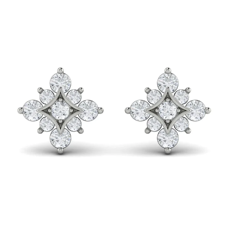 Women’s crystal earrings-Floating Diamond Star Stud Earrings