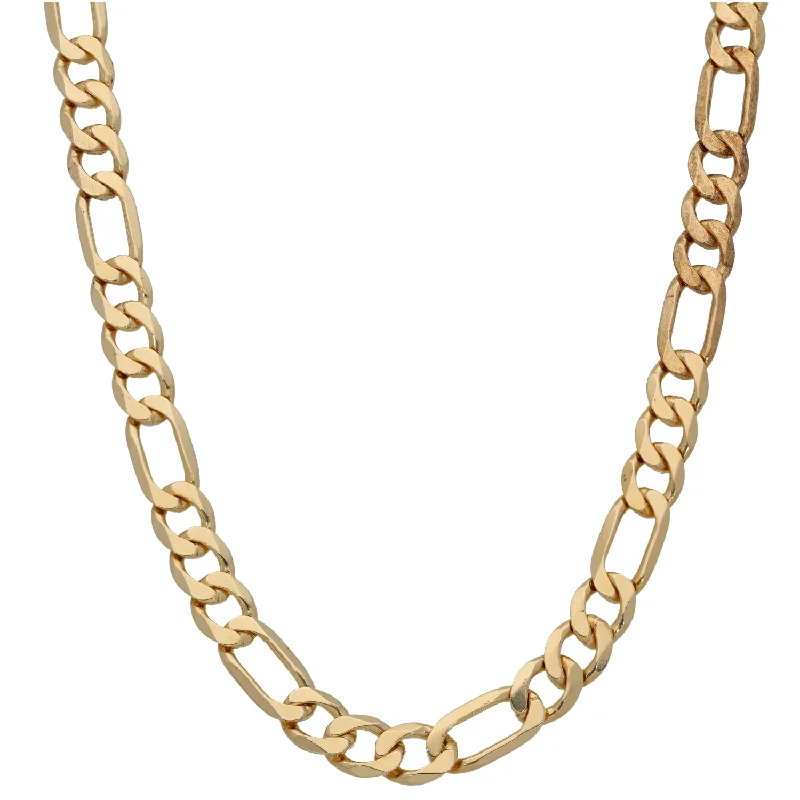 Women’s long necklaces-9ct Gold Figaro Chain 20"