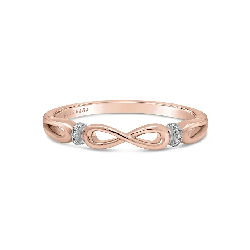 Women’s cushion cut engagement rings-Pirouetta 0.04ct Diamond Infinity Band in 18K Rose Gold, Size 6.5