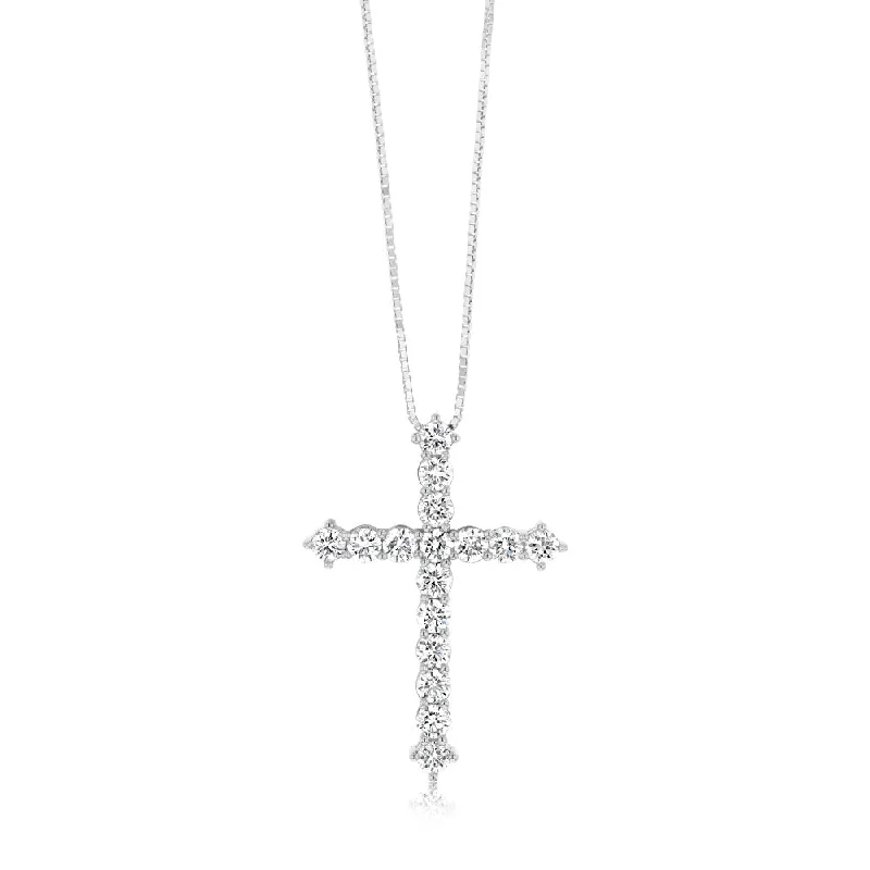 Women’s personalized necklaces-Luminesce Lab Grown Cross Pendant in 1 Carat Diamond with Silver Slider Chain