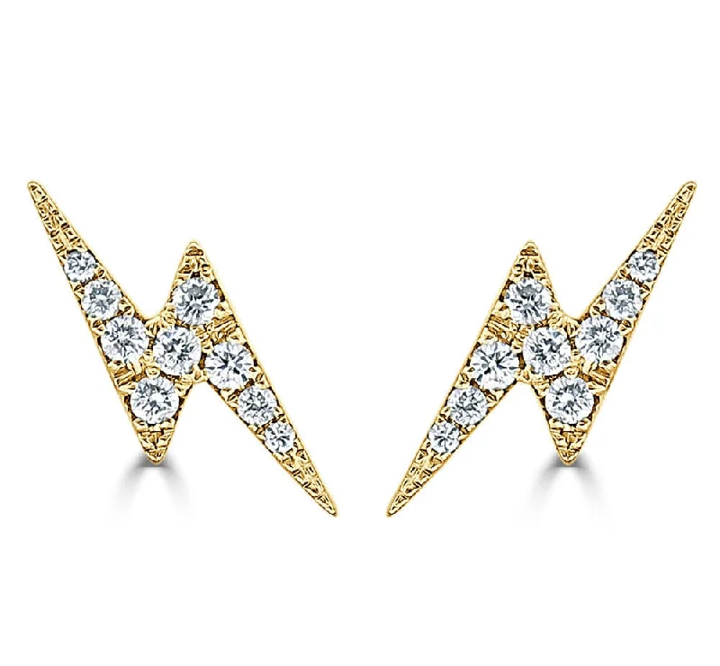 Women’s pearl drop earrings-14k Gold & Diamond Lightning Bolt Stud Earrings