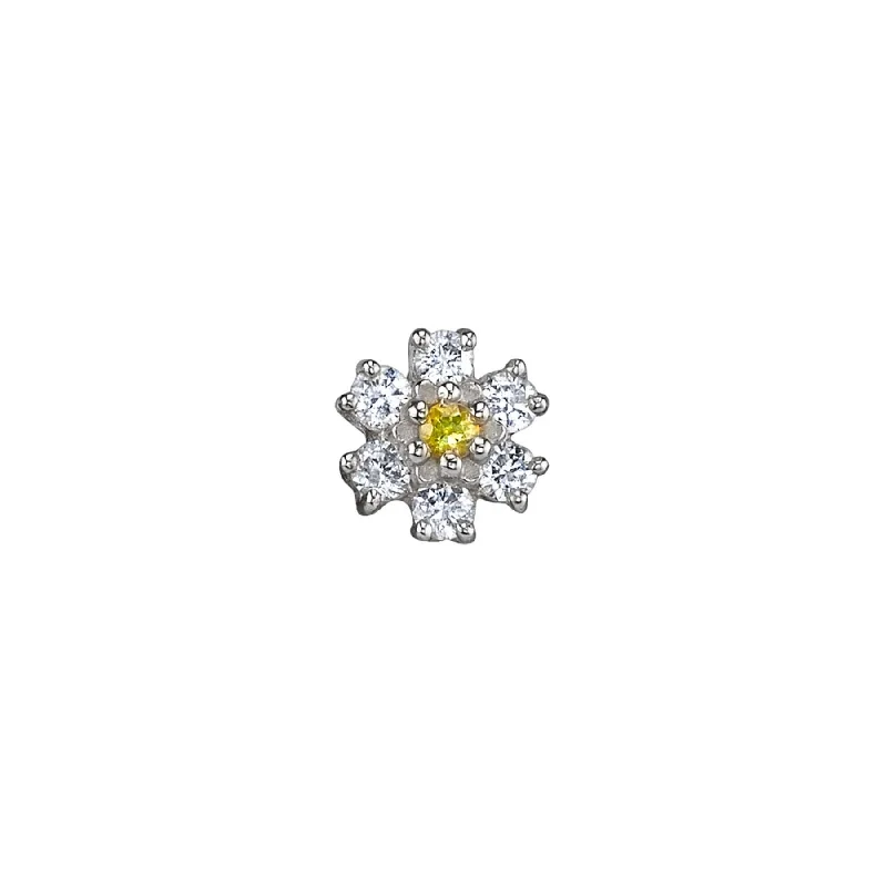 Women’s crystal earrings-Mini Teddy Flower Stud - White Diamond / 14k White Gold