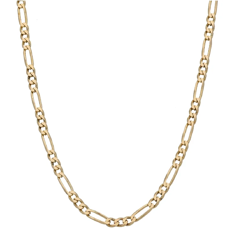 Women’s engraved necklaces-9ct Gold Figaro Chain 20"