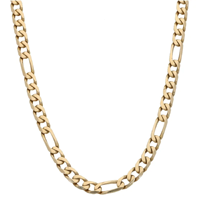 Women’s crystal necklaces-9ct Gold Figaro Chain 20"