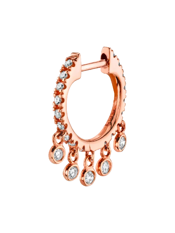 Women’s gold drop earrings-The Chandelier Huggie - White Diamond / 14k Rose Gold