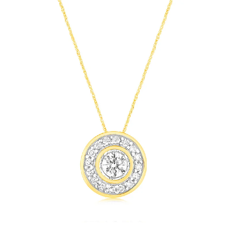 Women’s bar necklaces-Luminesce Lab Grown 1/4Carat Diamond Bezel Pendant with Chain in 9ct Yellow Gold