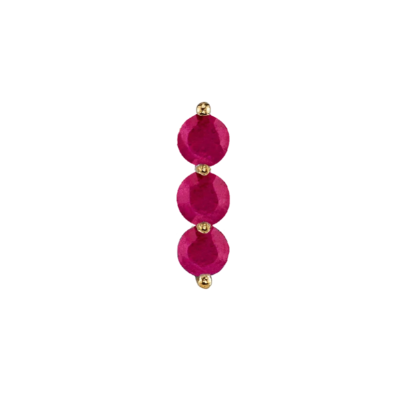 Women’s holiday earrings-Triple Stud - Ruby / 14k Yellow Gold