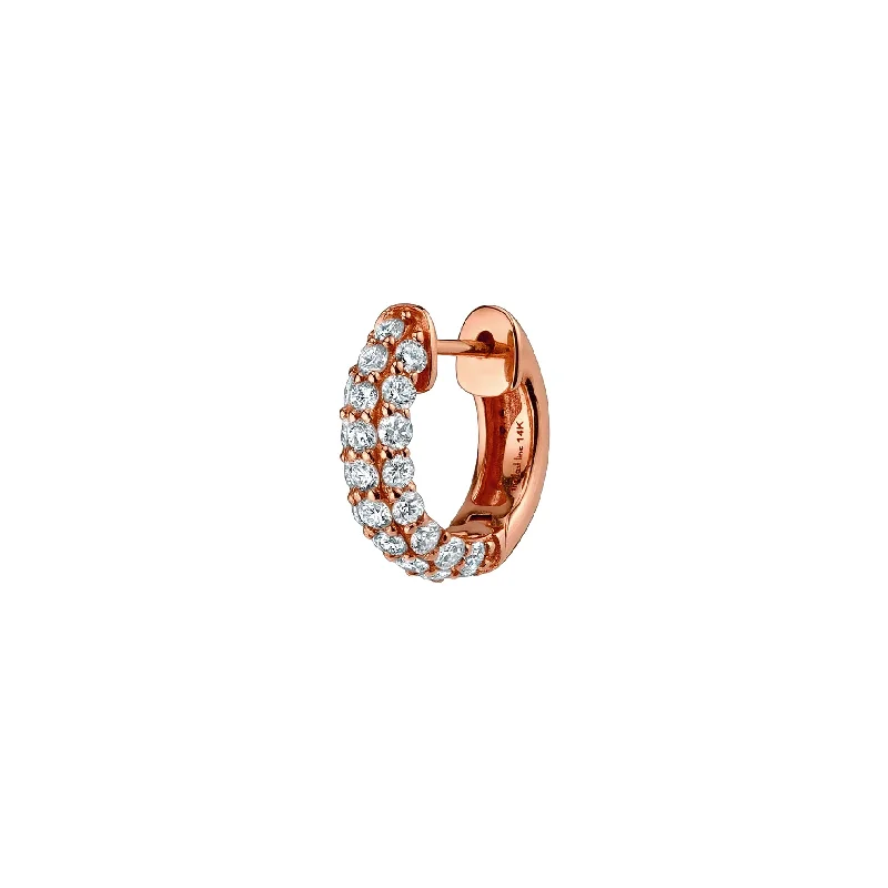 Women’s heart-shaped stud earrings-Pavé Wide Hoop #4 - White Diamond / 14k Rose Gold