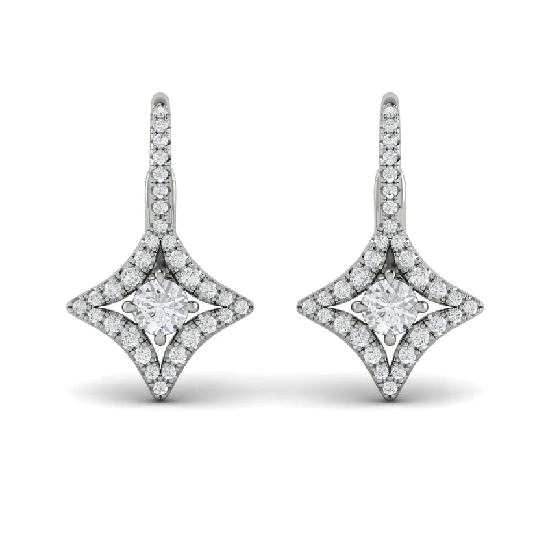 Women’s silver stud earrings-Diamond Vlora Star with Diamond Centerstone Huggie Earrings