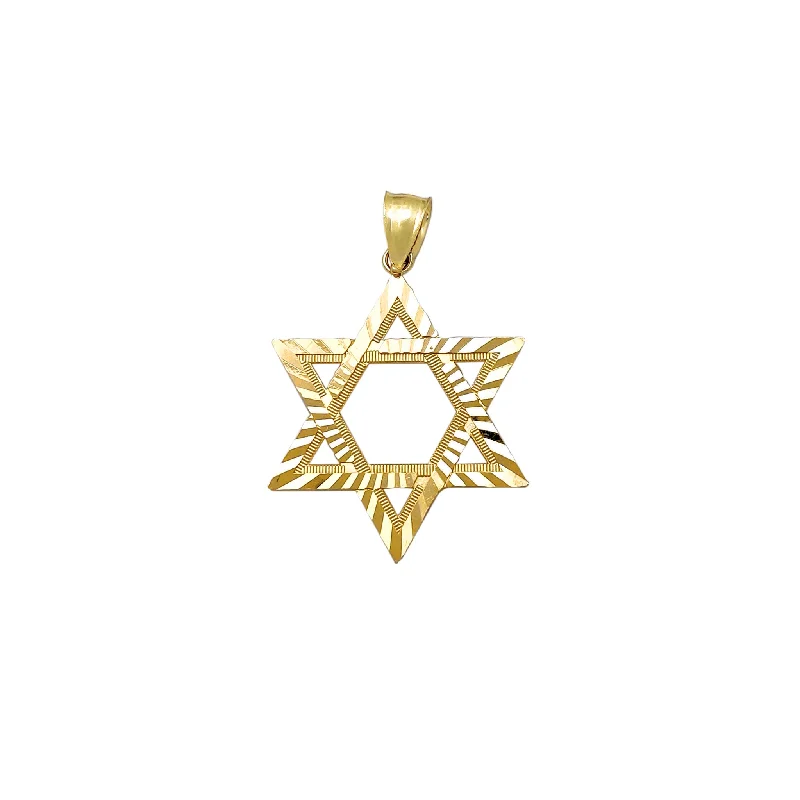 Women’s vintage chain necklaces-Star of David Diamond-Cut Pendant (14K)