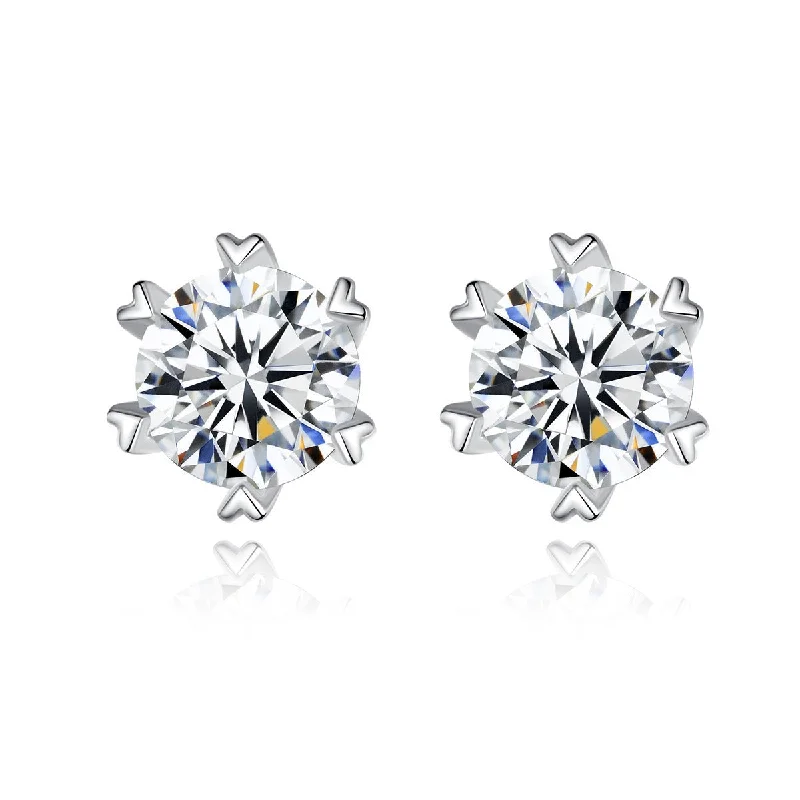 Women’s gold stud earrings-1 Carat Earrings 6mm Round Moissanite Earrings S925