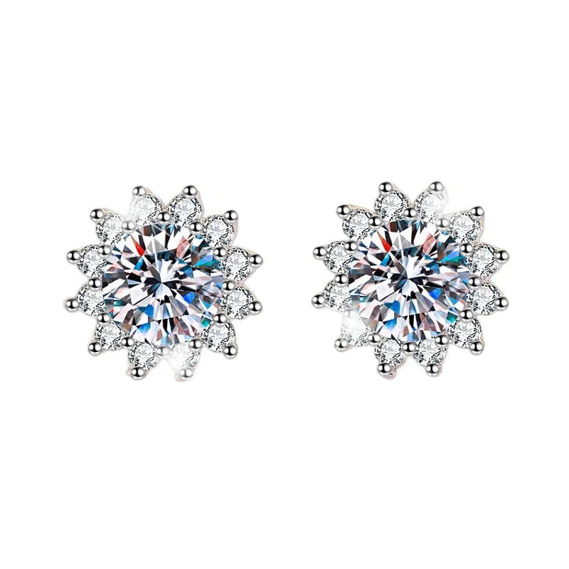 Women’s opal earrings-Sunflower Elegant Diamond Earrings | S925