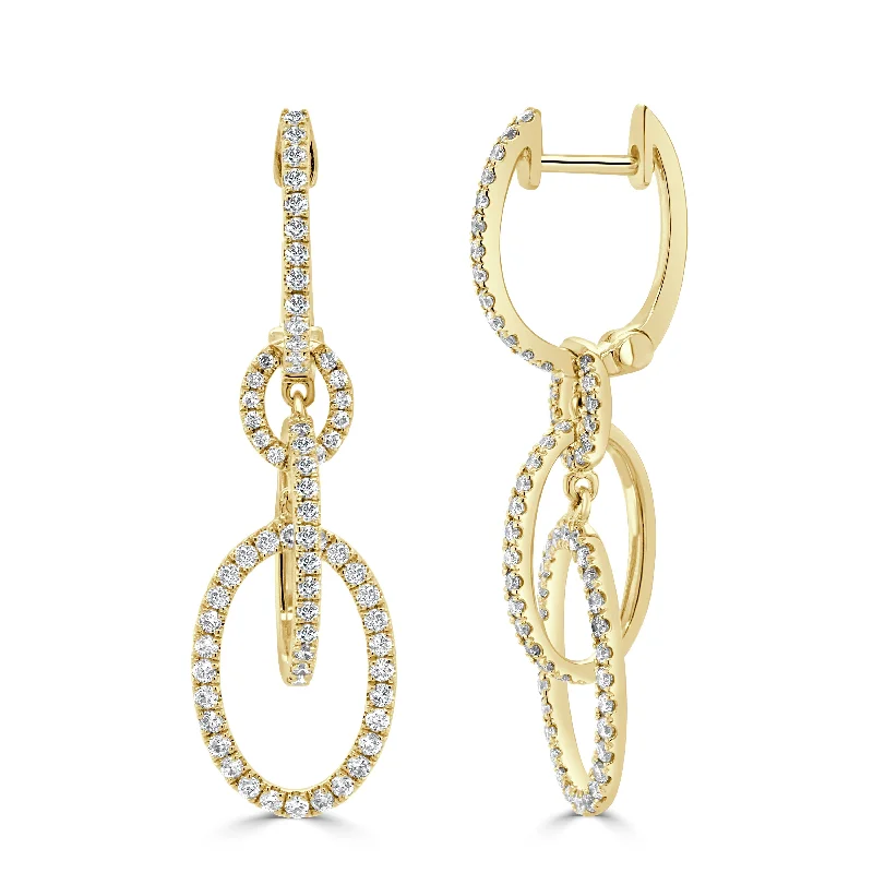 Women’s stud earrings-14k Gold & Diamond Link Drop Earrings