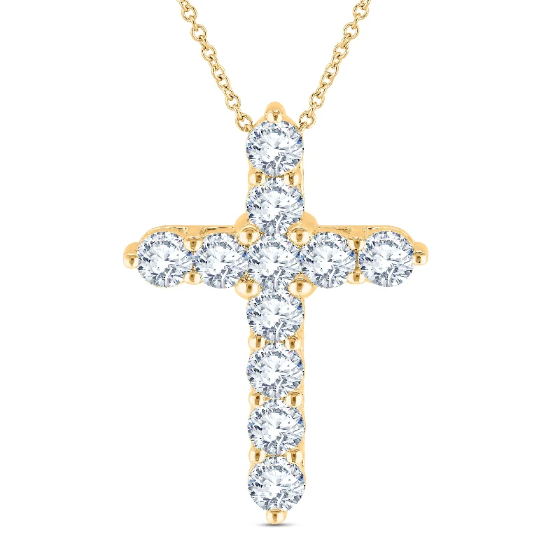 Women’s colorful gemstone necklaces-Lab Grown Diamond 2 Carat Cross Pendant