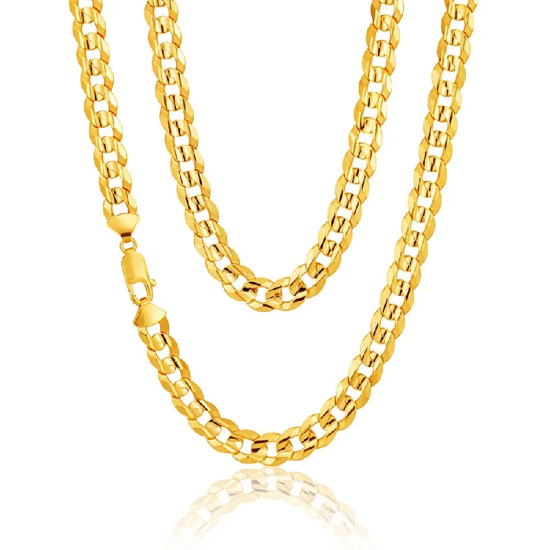 Women’s layered gold necklaces-9ct Yellow Solid Gold Heavy Curb 55cm Chain 220 Gauge  with a Parrot Clasp