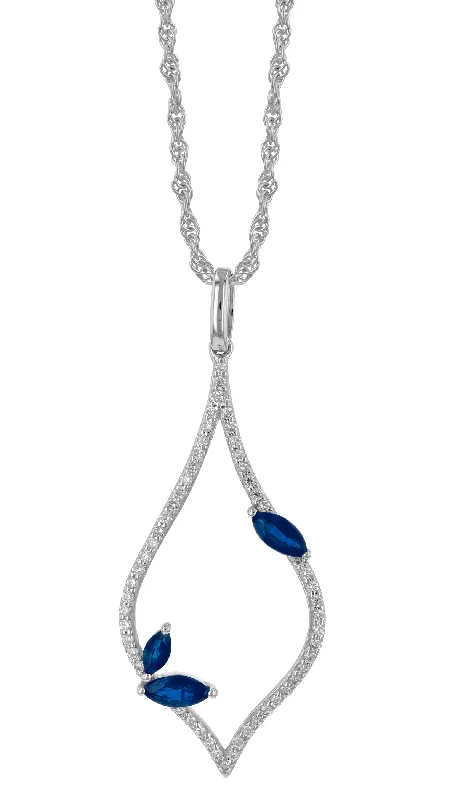 Women’s chunky gemstone necklaces-Diamond And Sapphire Pendant