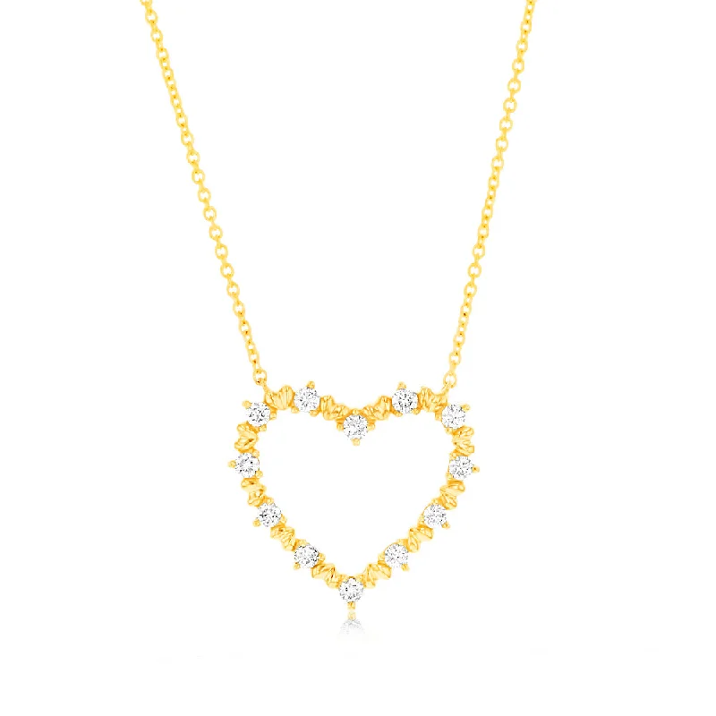 Women’s luxury pendant necklaces-Luminesce Lab Grown 9ct Yellow Gold 1/6 Carat Diamond Heart Pendant on Chain