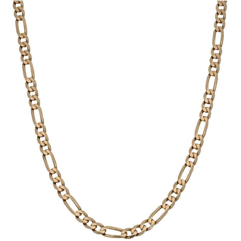 Women’s bridal jewelry necklaces-9ct Gold Figaro Chain 26"