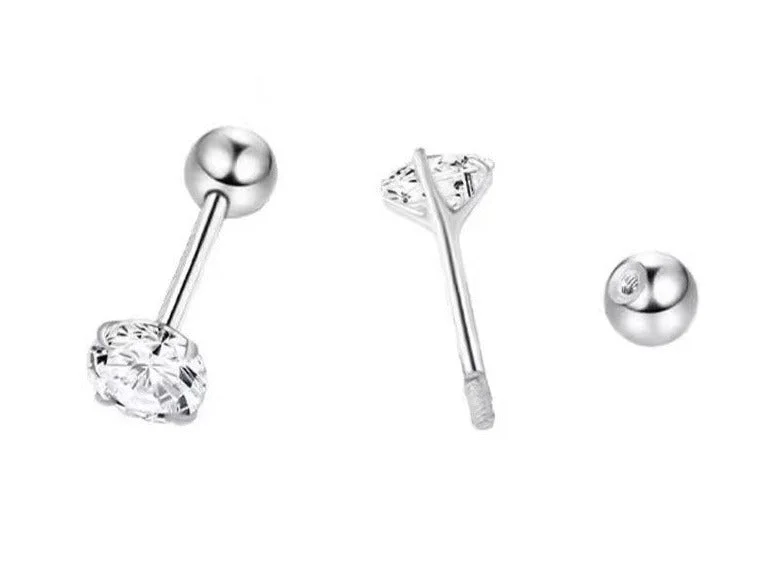 Women’s chic earrings-Small Diamond Round Earrings | S925 | CZ (Screw backings)