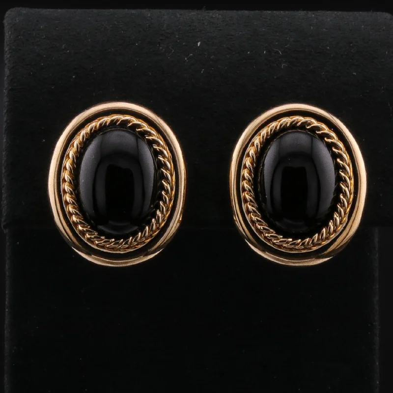 Women’s pearl earrings-Clip-On Onyx Earrings