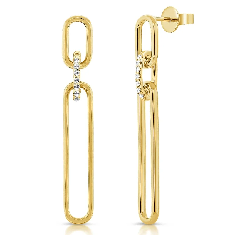 Women’s bridal earrings-14k Gold & Diamond Link Dangle Earrings