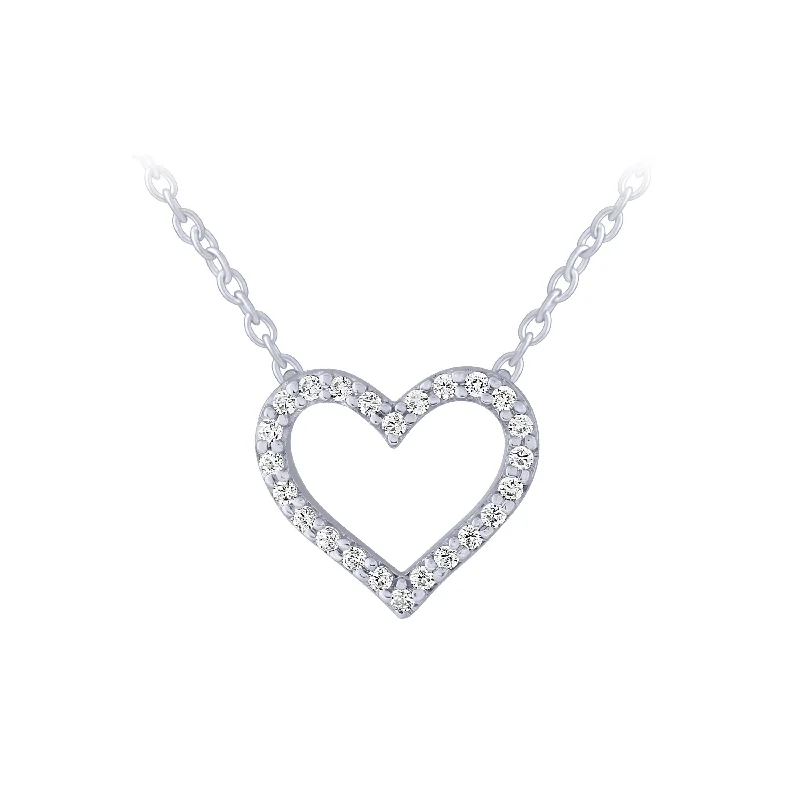 Women’s bar necklaces-14K 0.07Ct Diamond Heart Pendant