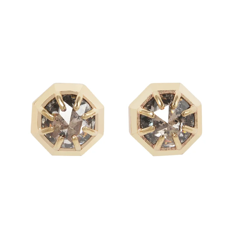 Women’s emerald earrings-Galaxy Diamond Octagon Studs