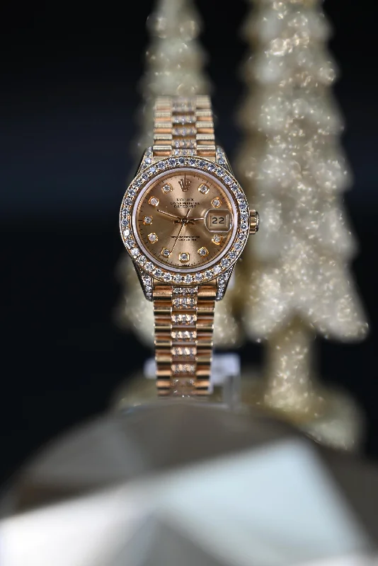 Women’s luxury engagement rings-ROLEX LADIES DATEJUST 18K YELLOW GOLD and DIAMONDS 69178