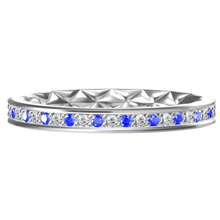 Women’s luxury engagement rings-PLATINUM SAPPHIRE DIAMOND ETERNITY BAND