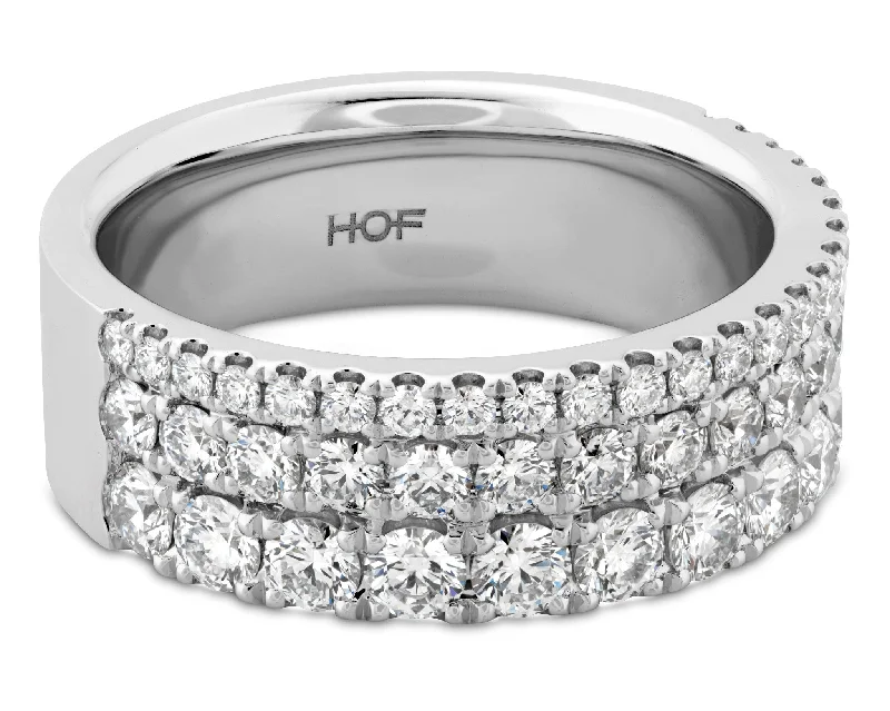 Women’s wedding and engagement rings-Grace 1.55-1.65ct Diamond Triple Row Ring in 18K White Gold, Size 6.5