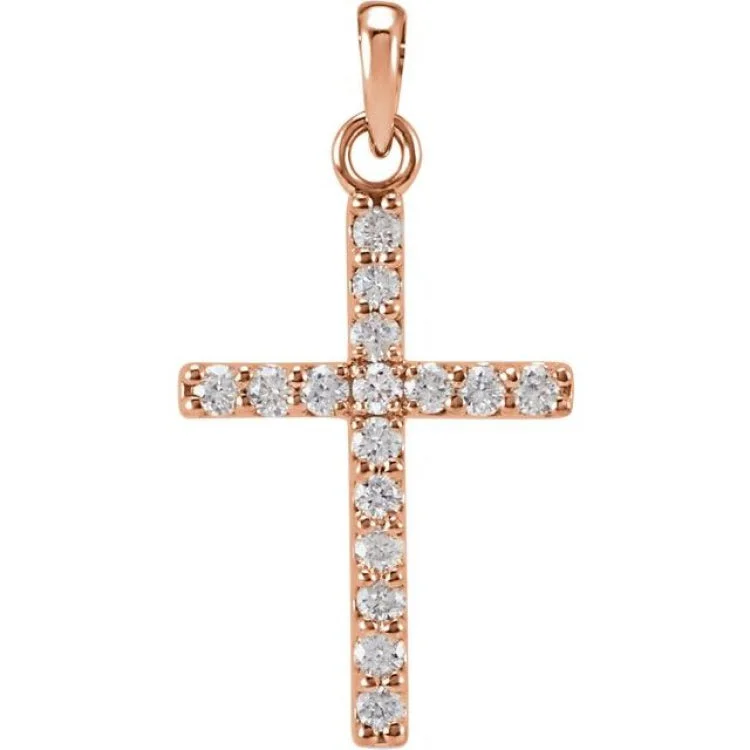 Women’s charm necklaces-14K Rose 1/5 CTW Lab-Grown Diamond Cross Pendant