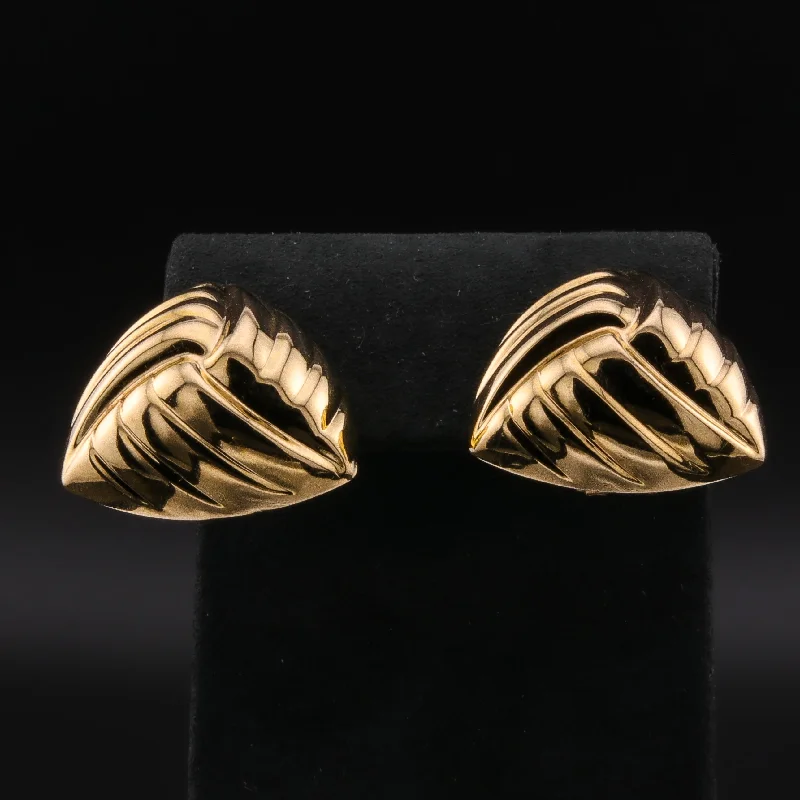 Women’s stud earrings-Ribbed Shield Earrings