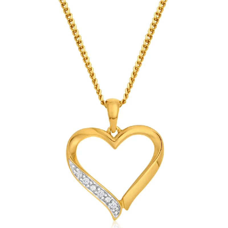 Women’s layered necklaces-9ct Yellow Gold Luxurious Diamond Pendant