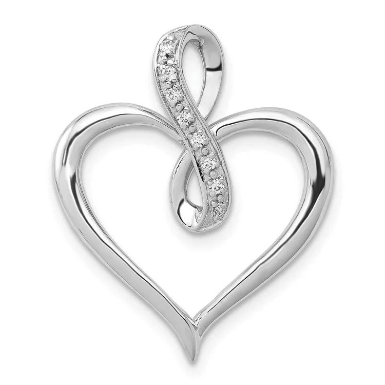 Women’s choker necklaces-14k White Gold 1/20ct. Diamond Heart and Infinity Pendant