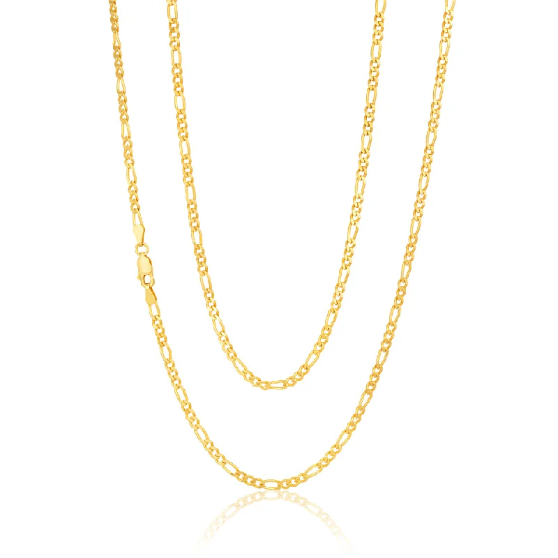 Women’s cubic zirconia necklaces-9ct Yellow Solid Gold Figaro Chain 70cm in 80 Gauge