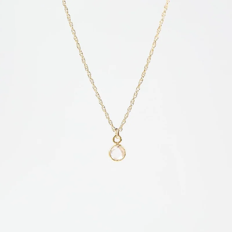 Women’s geometric necklaces-14k Gold Filled Chain with 6mm Bezel-Set Crystal Quartz