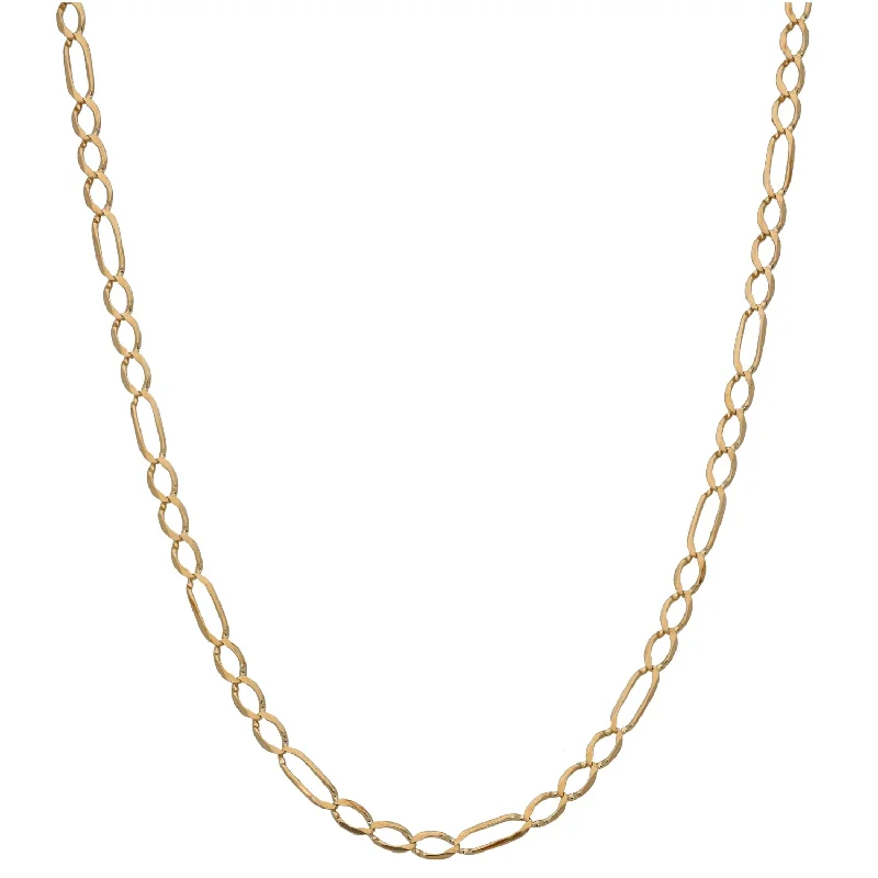 Women’s circle pendant necklaces-9ct Gold Figaro Chain 22"