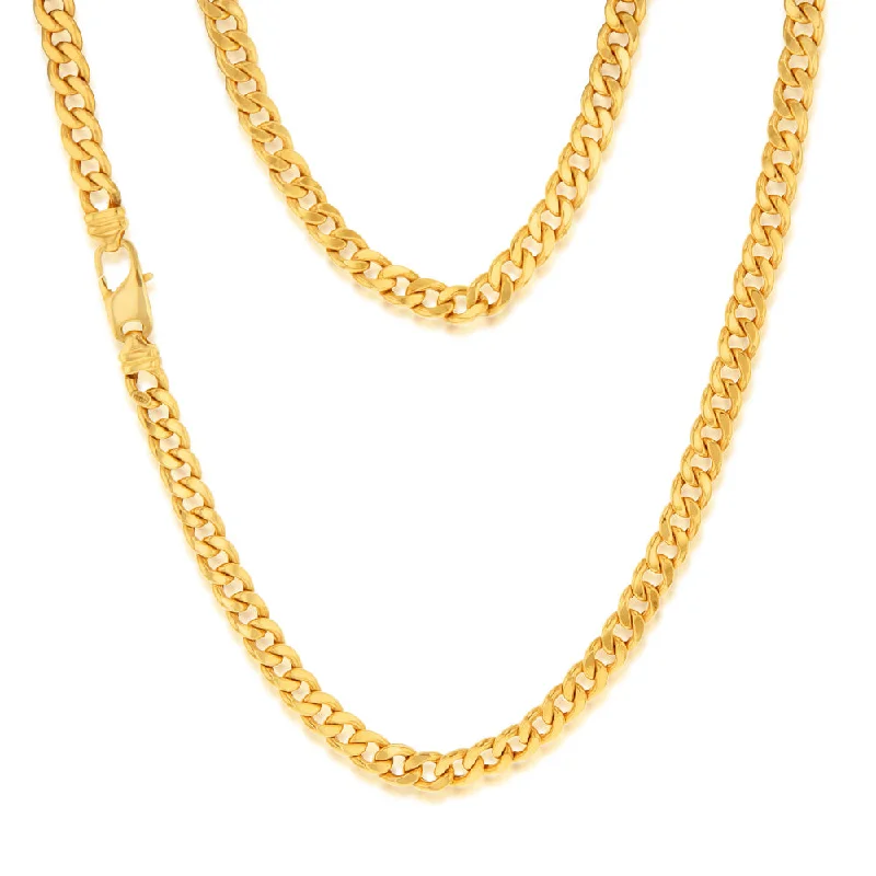 Women’s modern pendant necklaces-9ct Yellow gold Copper Filled Flat Curb 60cm Chain 190 Gauge