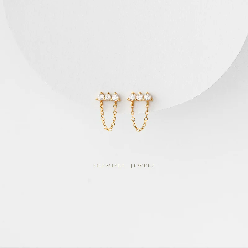 Women’s statement stud earrings-Tiny Bar CZ Studs Earrings, Unisex, Gold, Silver SHEMISLI SS145, SS265, SS266, SS267, SS268