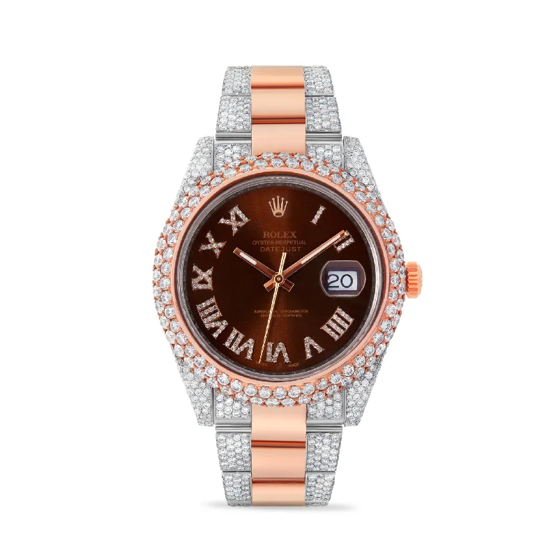 Women’s rose gold sapphire engagement rings-Diamond Rolex DateJust 41mm 18K Rose Gold