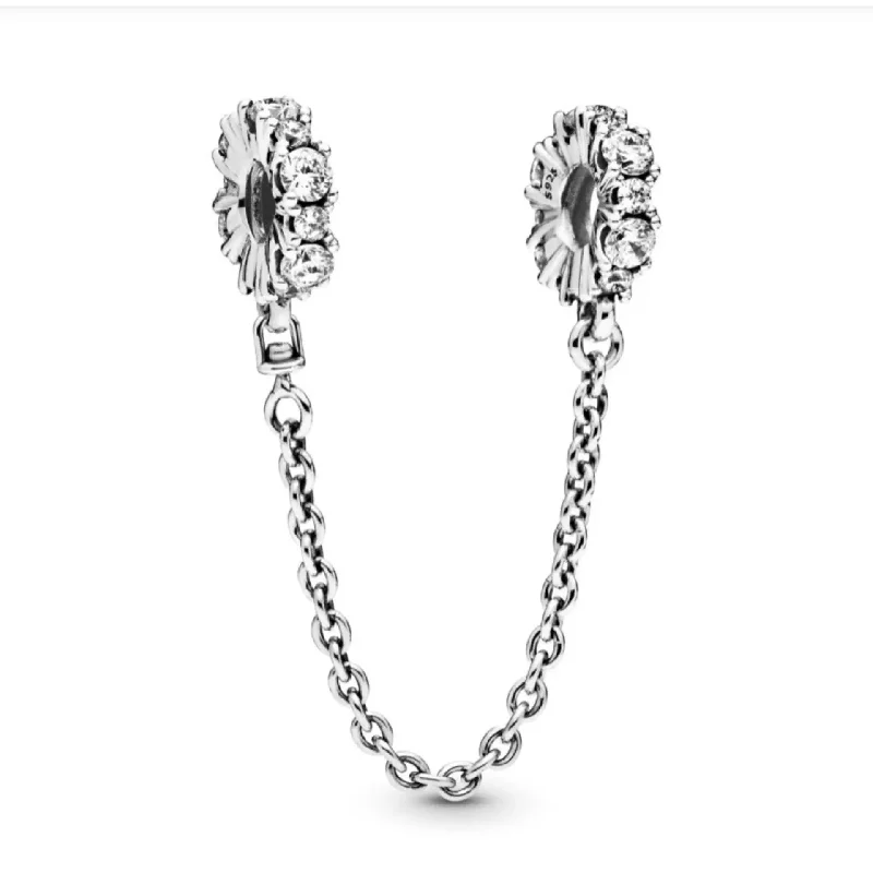 Women’s colorful gemstone necklaces-Pandora Clear Sparkle Safety Chain Charm