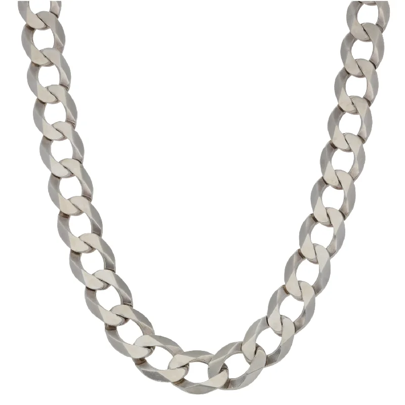 Women’s bridal pearl necklaces-Sterling Silver Curb Chain 22"