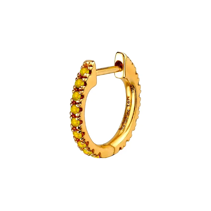 Women’s diamond halo earrings-The Large Huggie - Yellow Sapphire / 14k Yellow Gold